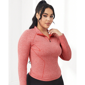 Blusa Manga Longa Fitness Plus Size Vermelha