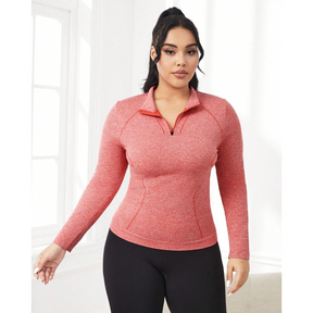 Blusa Manga Longa Fitness Plus Size Vermelha