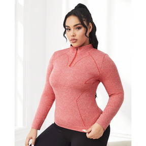 Blusa Manga Longa Fitness Plus Size Vermelha