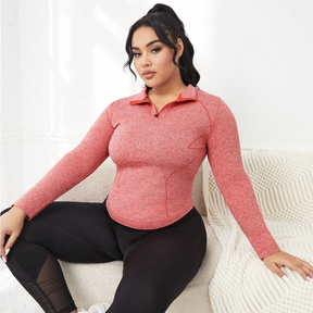 Blusa Manga Longa Fitness Plus Size Vermelha