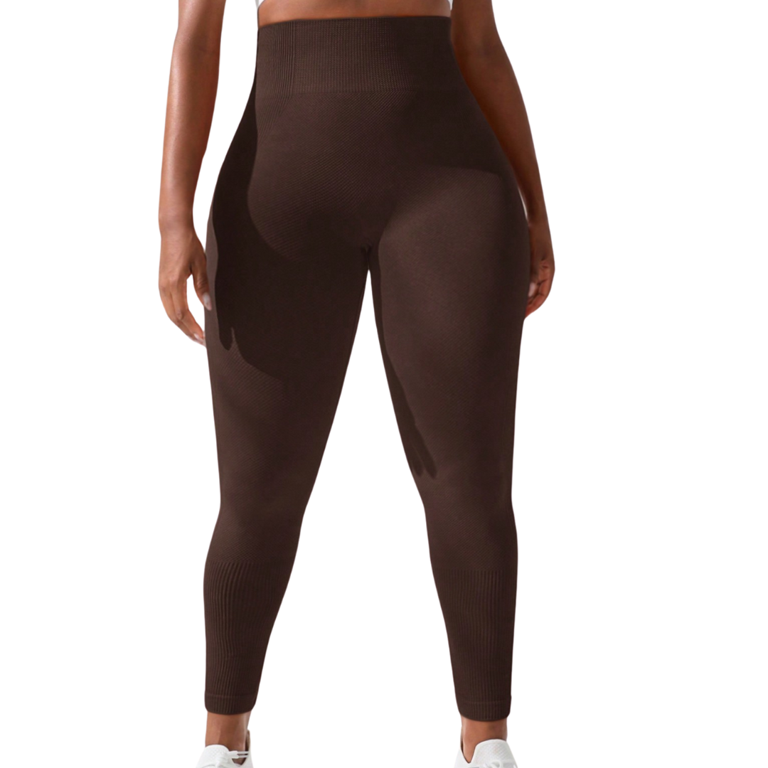 Calça Legging Plus Size Marrom Cintura Alta e Sem Costura - Frete Grátis