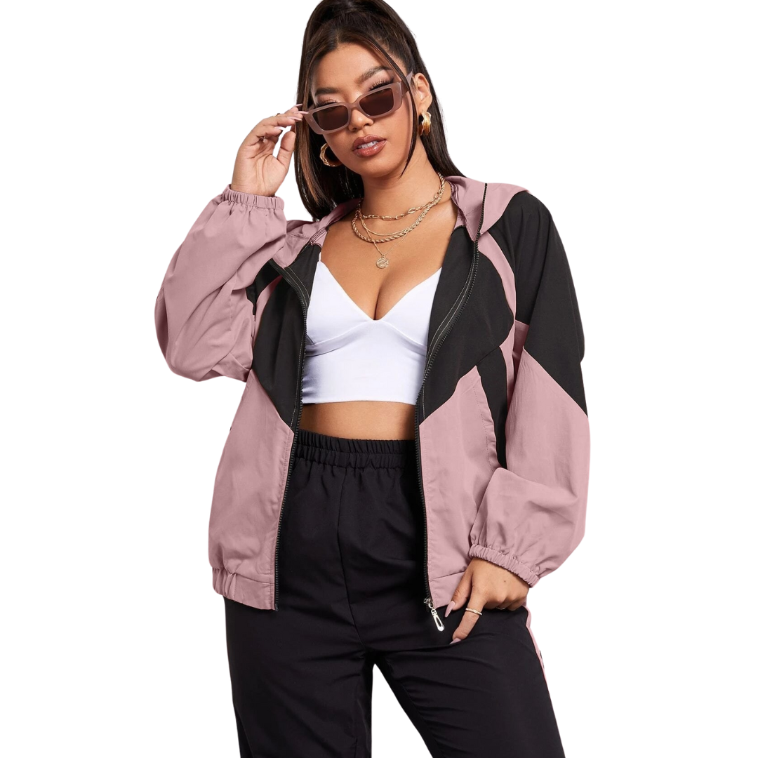 Conjunto Esportivo Plus Size Rose e Preto - Frete Grátis