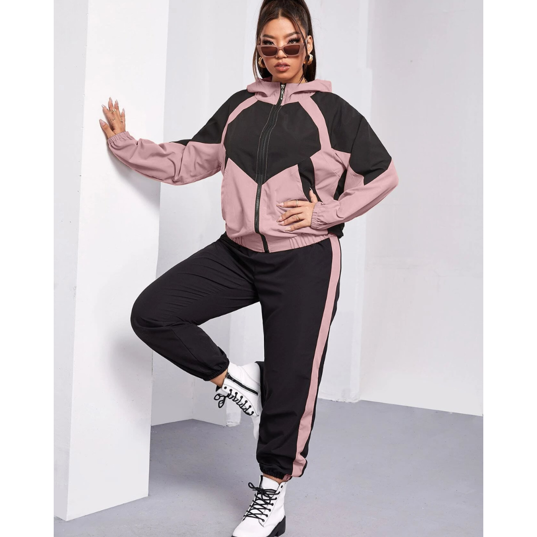Conjunto Esportivo Plus Size Rose e Preto - Frete Grátis