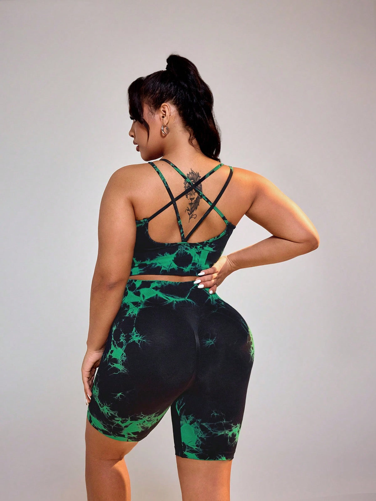 Conjunto Fitness Plus Size Sem Costura em Tie-Dye - Frete Grátis
