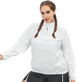 Jaqueta Esportiva Plus Size Estilo Tenista com Capuz