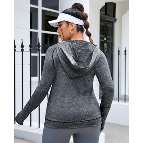 Jaquetas Fitness Plus Size com Zíper e com Furos Para Polegar