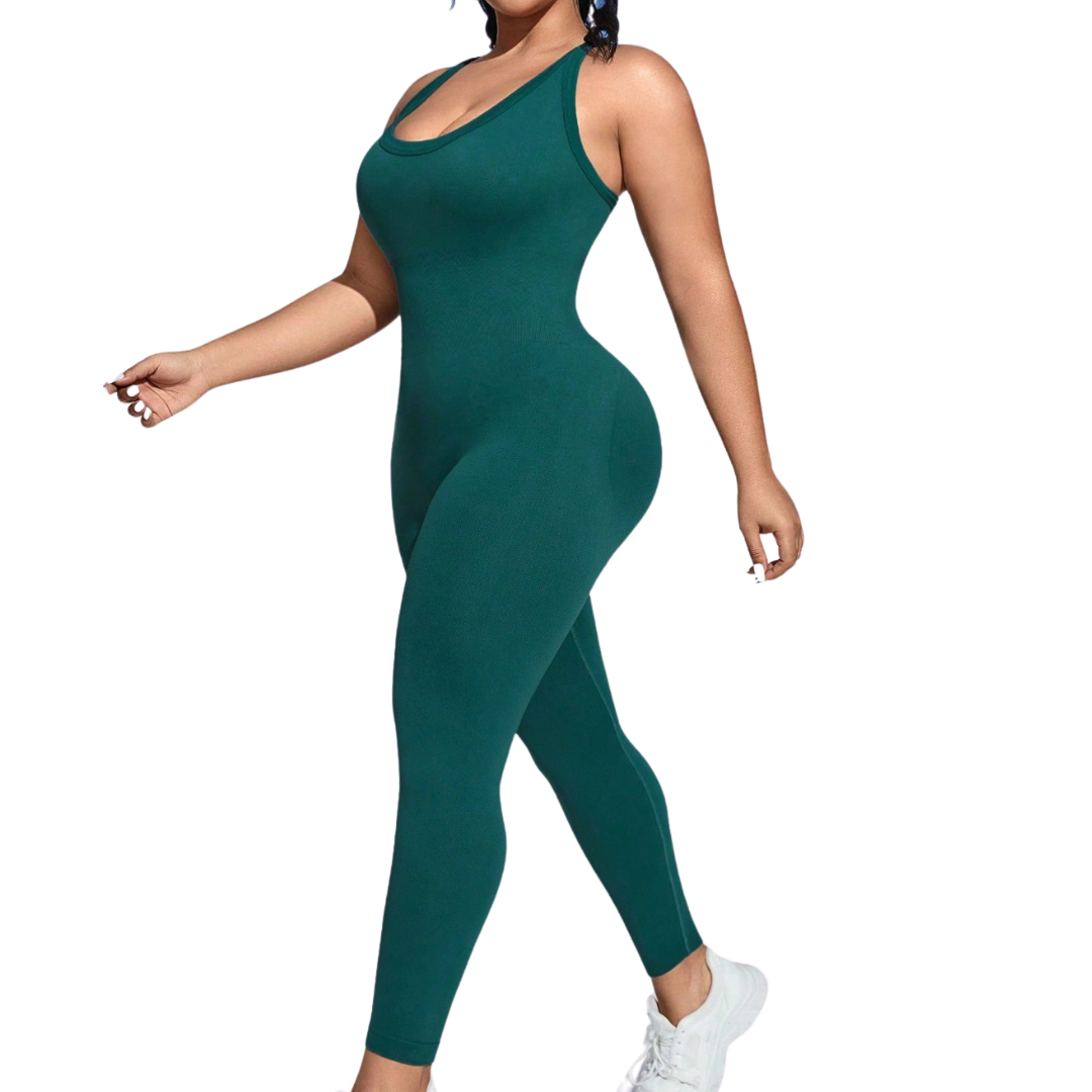 Macacão Fitness Plus Size Modelador Verde Escuro - Frete Grátis