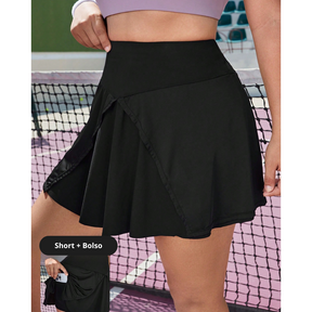 Saia Fitness Plus Size Rodada Preto - Frete Grátis