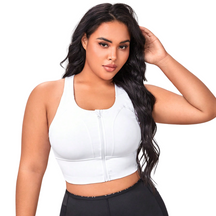 Top Fitness Plus Size Com Zíper e Alças Cruzadas - Frete Grátis