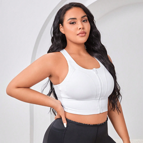 Top Fitness Plus Size Com Zíper e Alças Cruzadas - Frete Grátis