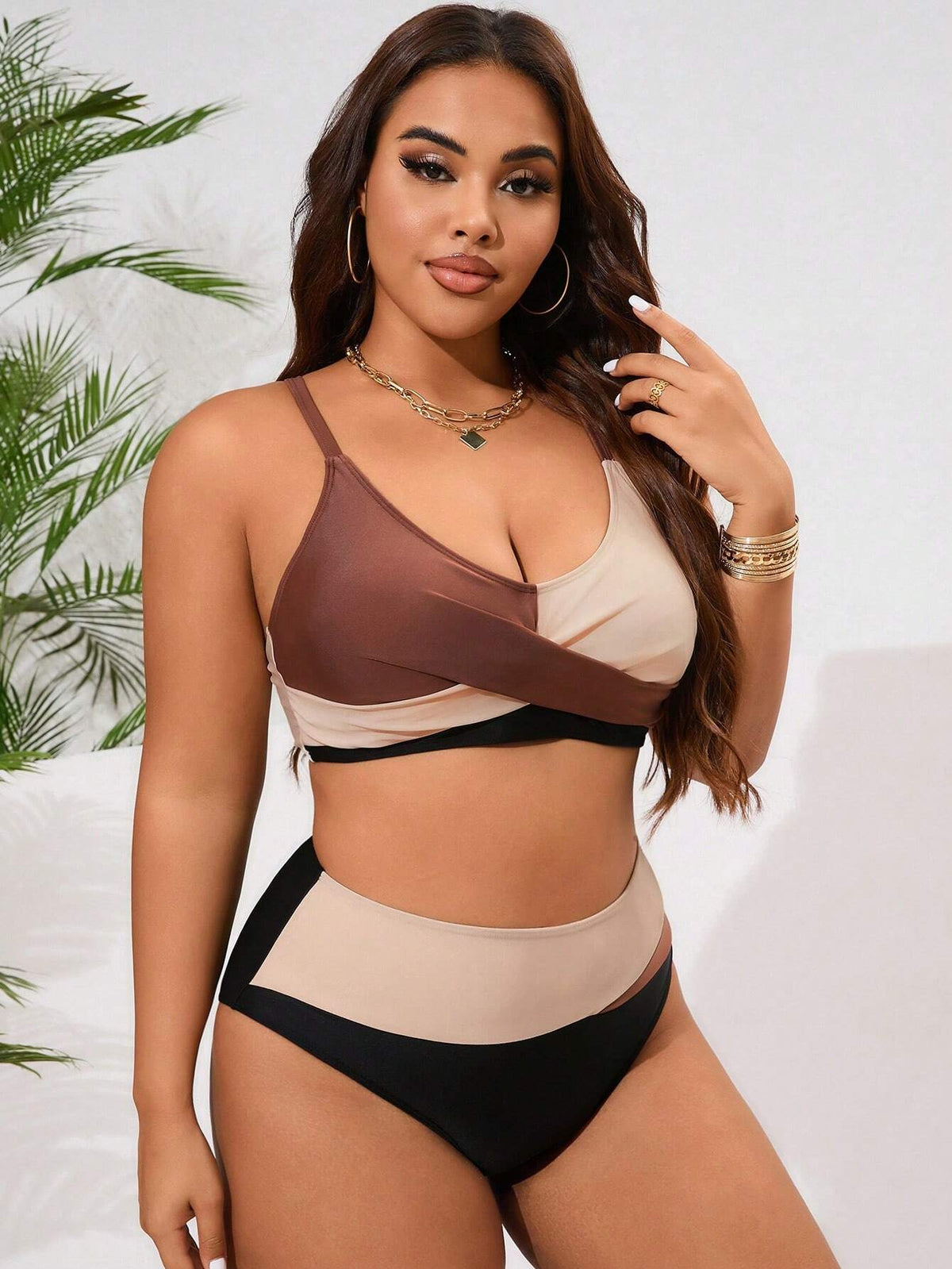 Biquini Bicolor Cintura Alta - Plus Size