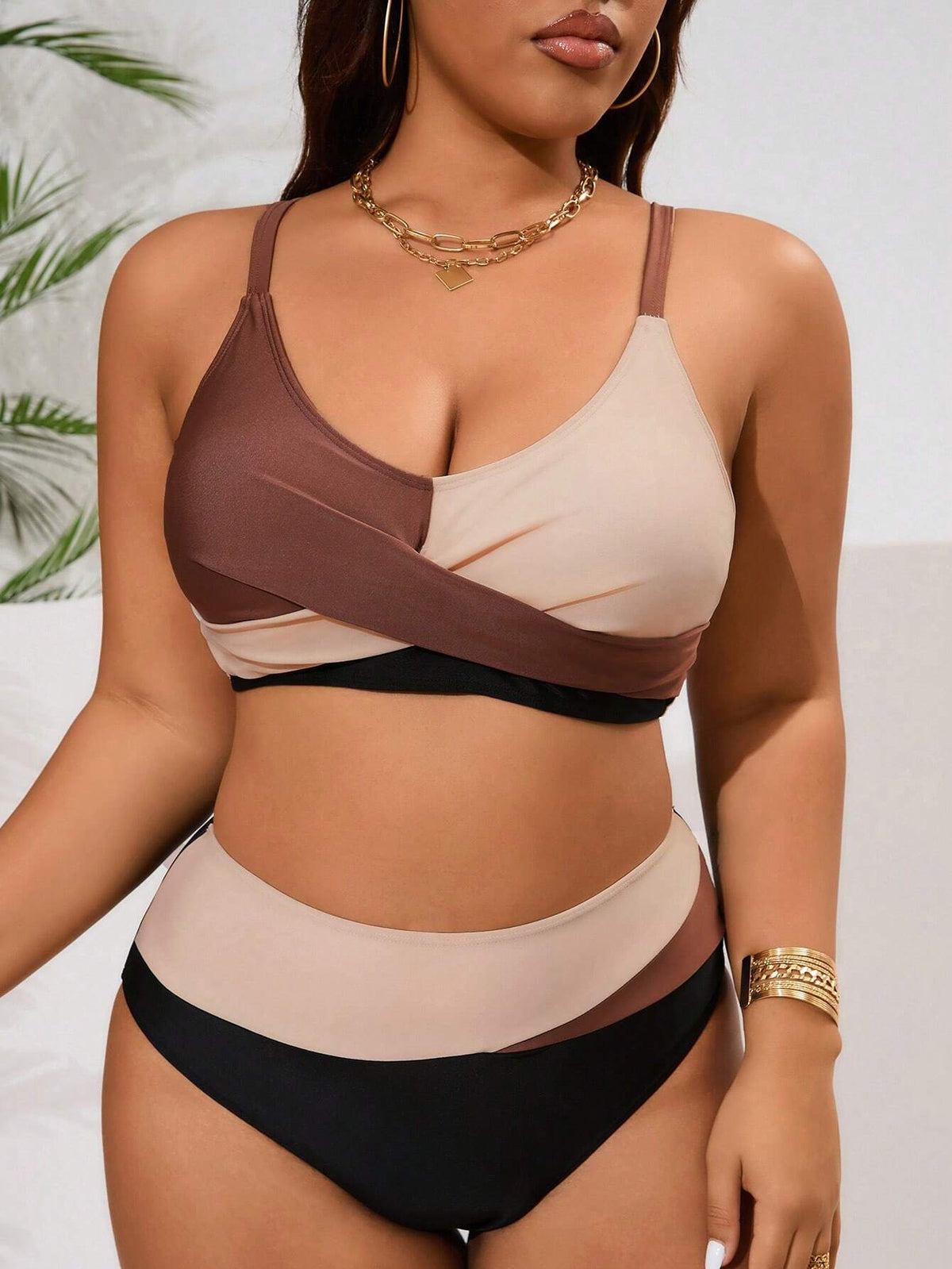 Biquini Bicolor Cintura Alta - Plus Size